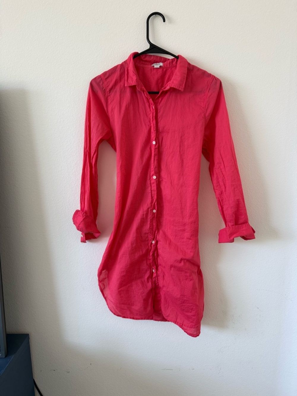Bright Pink Button-Up Tunic Shirt 100% cotton